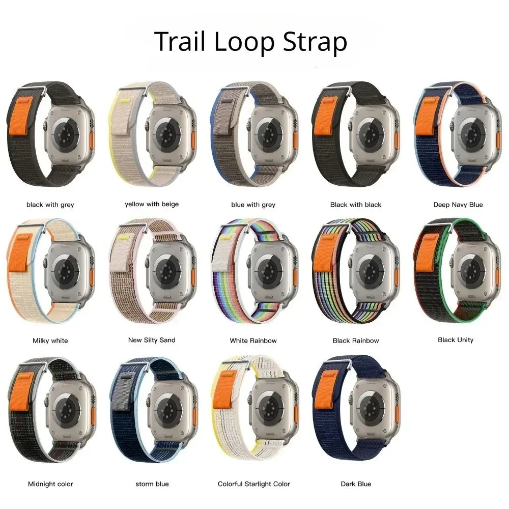 Nylon Trail Loop Strap For Apple Watch Ultra 2 49mm Series 9 8 7 45mm 41mm Sports Bracelet iWatch 6 5 4 3 SE 44mm 40mm 42mm Band