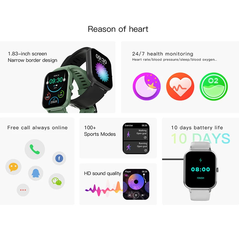 Women Smart Watch Bluetooth Call Connected Phone Music Fitness GPS Sports Bracelet Sleep Monitor 1.83inch Lady Smartwatch 2024