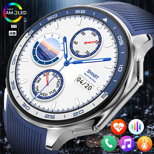 2024 New For OPPO Watch Men Smart Watch 4G Memory Music Video Bluetooth Call IP68 Waterproof AMOLED Smartwatch For TWS Earphones