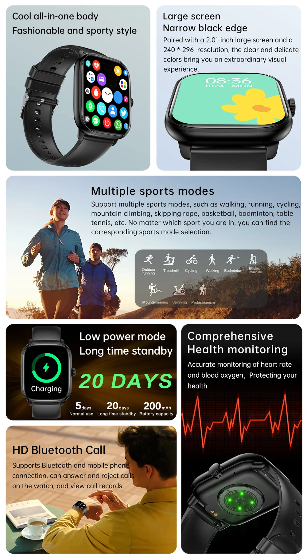 LEMFO Smart Watch 2024 Bluetooth Call Music 2.01" Full Touch Smart Watches For Men Dial Fitness Tracker Waterproof Smartwatch