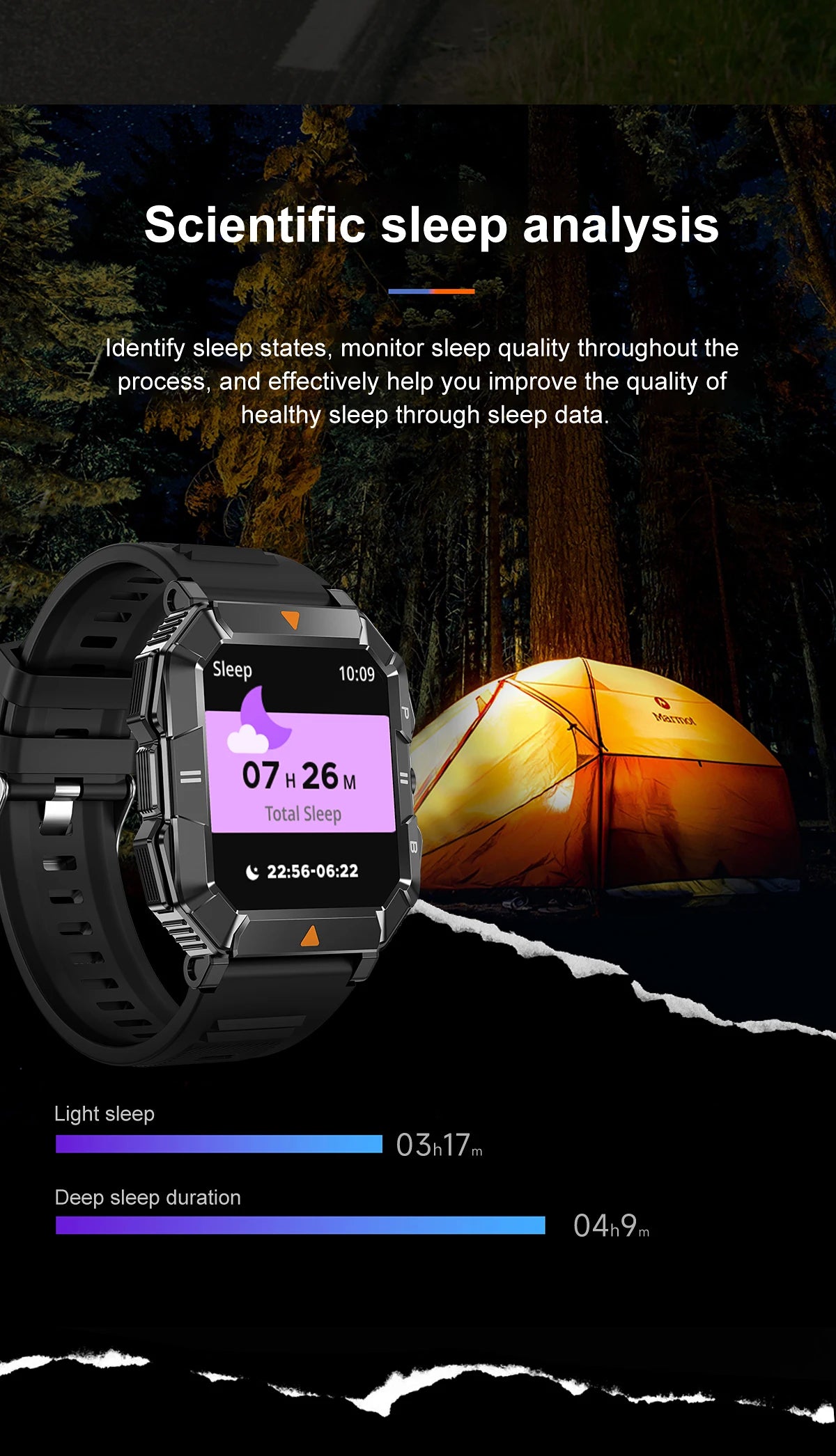 LIGE Smart Watch Men LED Light For Android IOS GPS Hiking Bluetooth Call IP67 Waterproof Military Health Monitor Smartwatch 2024