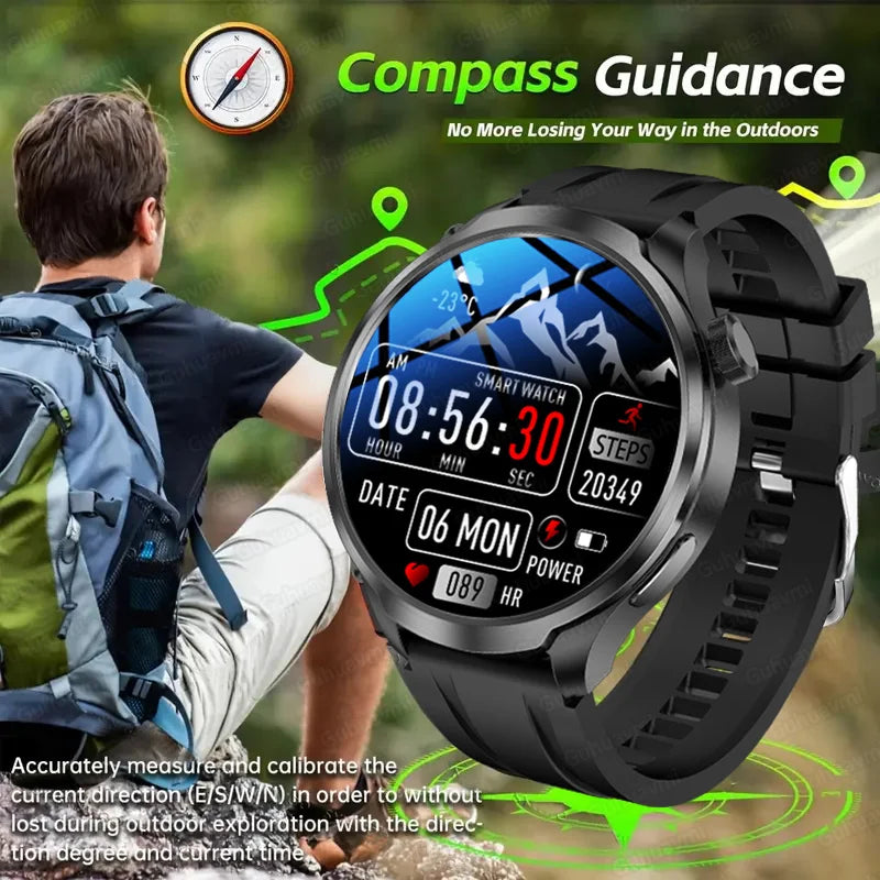 2024 New For HUAWEI Xiaomi Sports Smart Watches Men Call Watch 1.85 AMOLED Screen GPS Compass Altimeter Waterproof SmartWatch