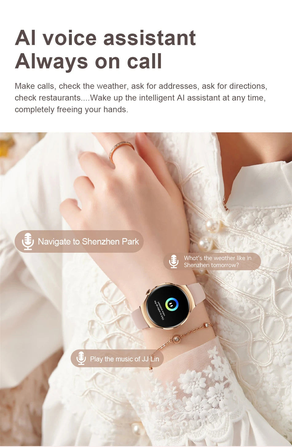 For Huawei Watch 4 mini Smart Watch Women 360*360 HD Screen Heart Rate Temperature Sport Bracelet NFC BT Calling Smartwatch 2024