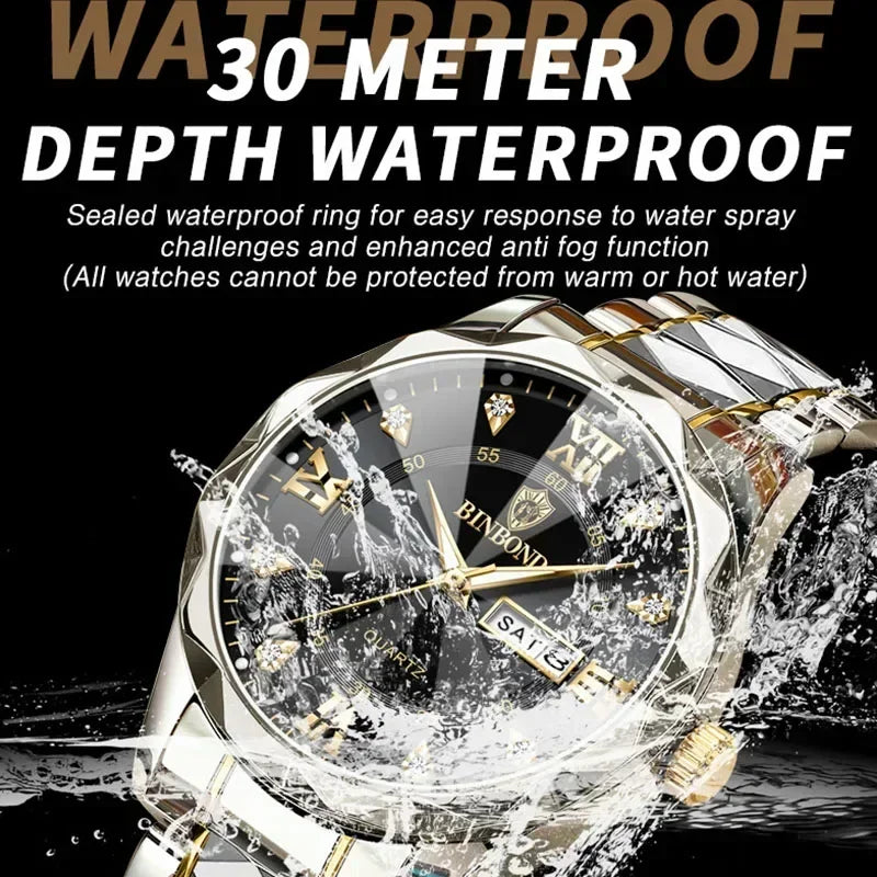 2024 Luxury Men Watch High Quality Waterproof Luminous Men's Wristwatch Date Week Man Watches Quartz Clocks durable