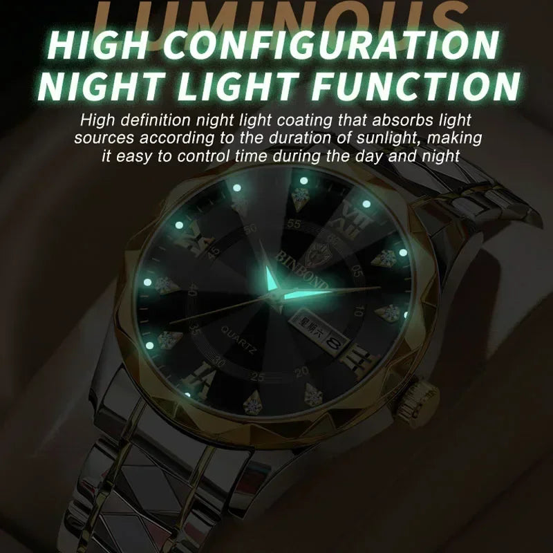 2024 Luxury Men Watch High Quality Waterproof Luminous Men's Wristwatch Date Week Man Watches Quartz Clocks durable