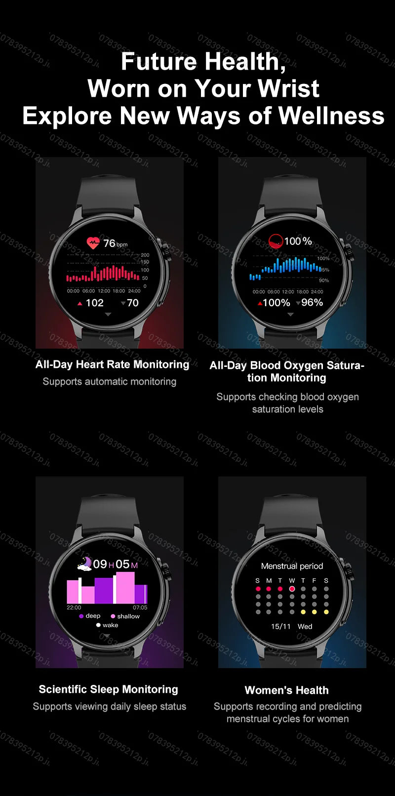 Amoled Watch 2024 New Ladies Man Connected Bluetooth Fitness Digital Electronic Original Sports Smartwatch for Women Waterproof