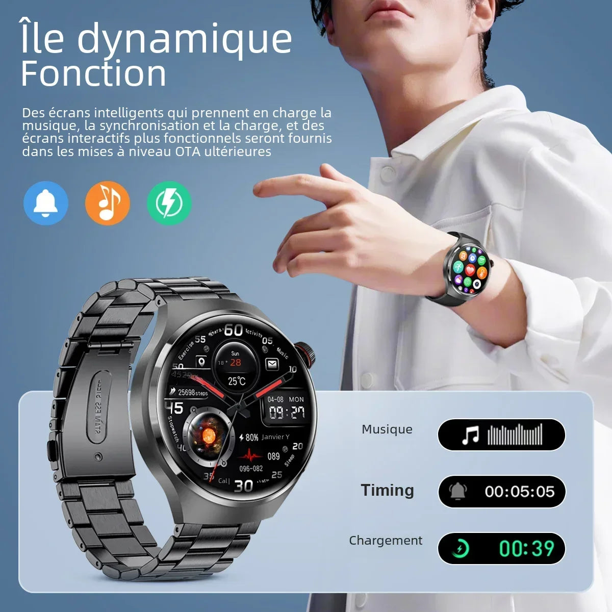 For Huawei GT4 PRO Smart Watch Men Watch 4 Pro AMOLED HD Screen Bluetooth Call GPS NFC Heart Rate BloodSugar SmartWatch 2024 New