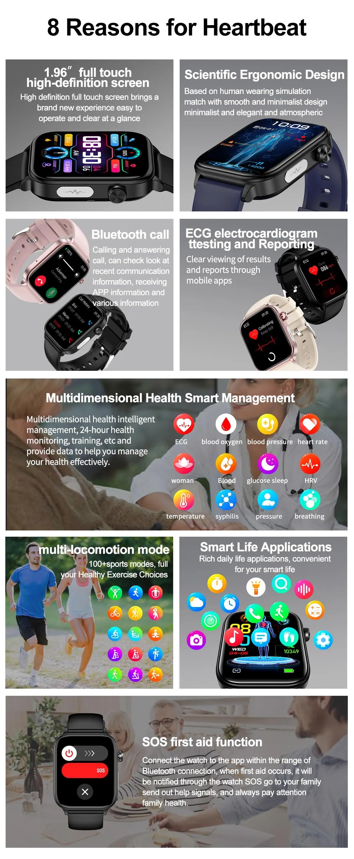 2024 New Blood Analysis ECG+PPG Non-Invasive Blood Glucose Smartwatch Men HD Bluetooth Call Heart Rate Blood Pressure SmartWatch