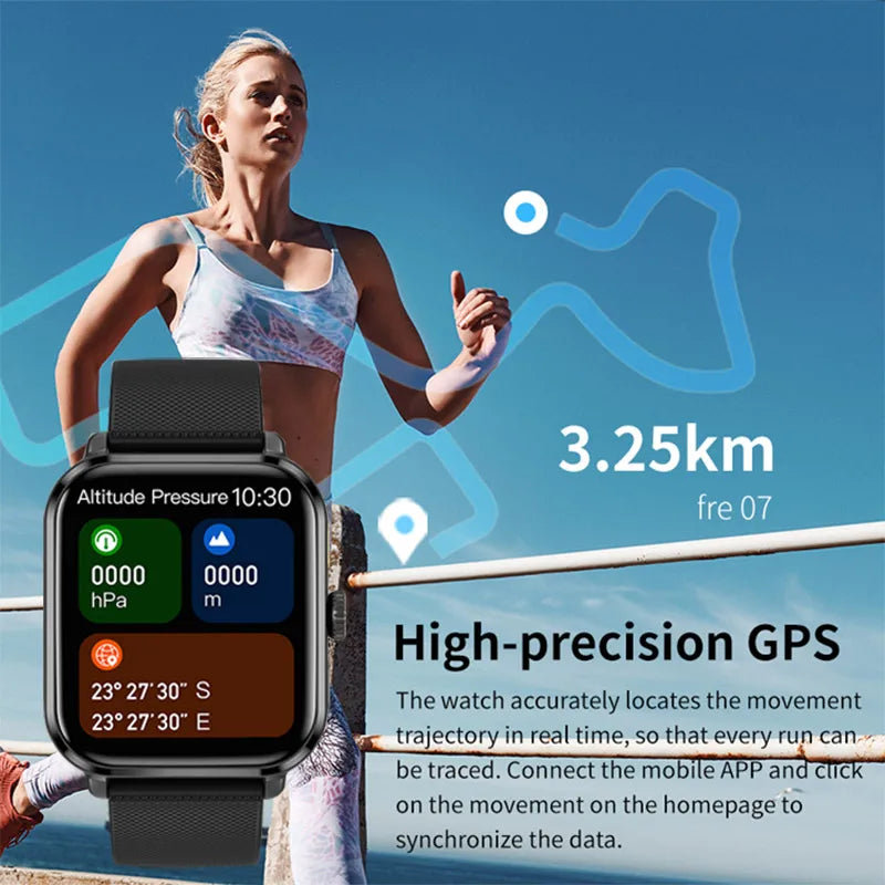 2024 Blood Sugar GPS Tracking Smart Watch Men Bluetooth Call Blood Oxygen Heart Rate Blood Pressure Health Waterproof Smartwatch