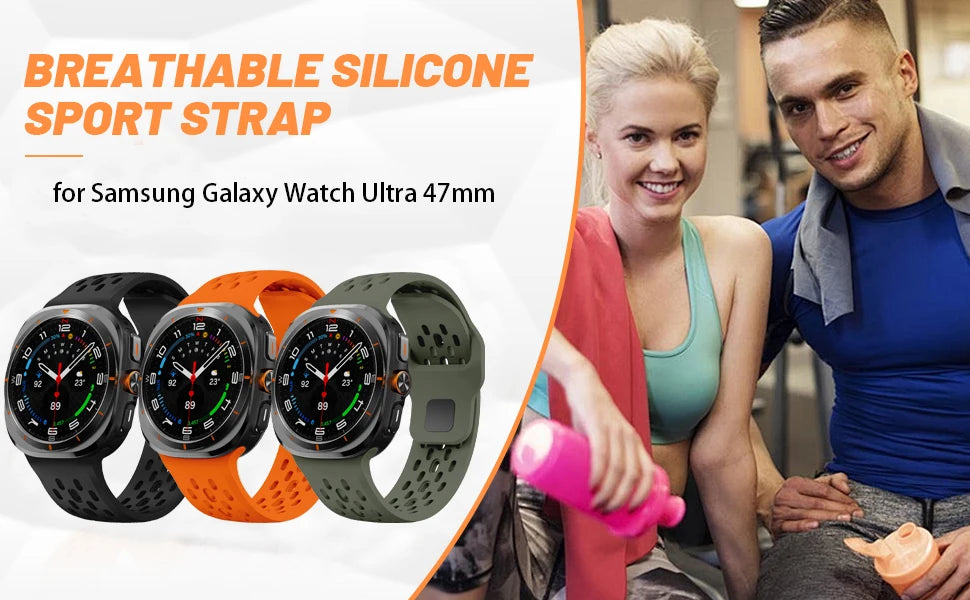 Sport Silicone Straps For Samsung Galaxy Watch Ultra Strap 47mm Accessories breathable correa Bracelet Galaxy Watch 7 ultra band