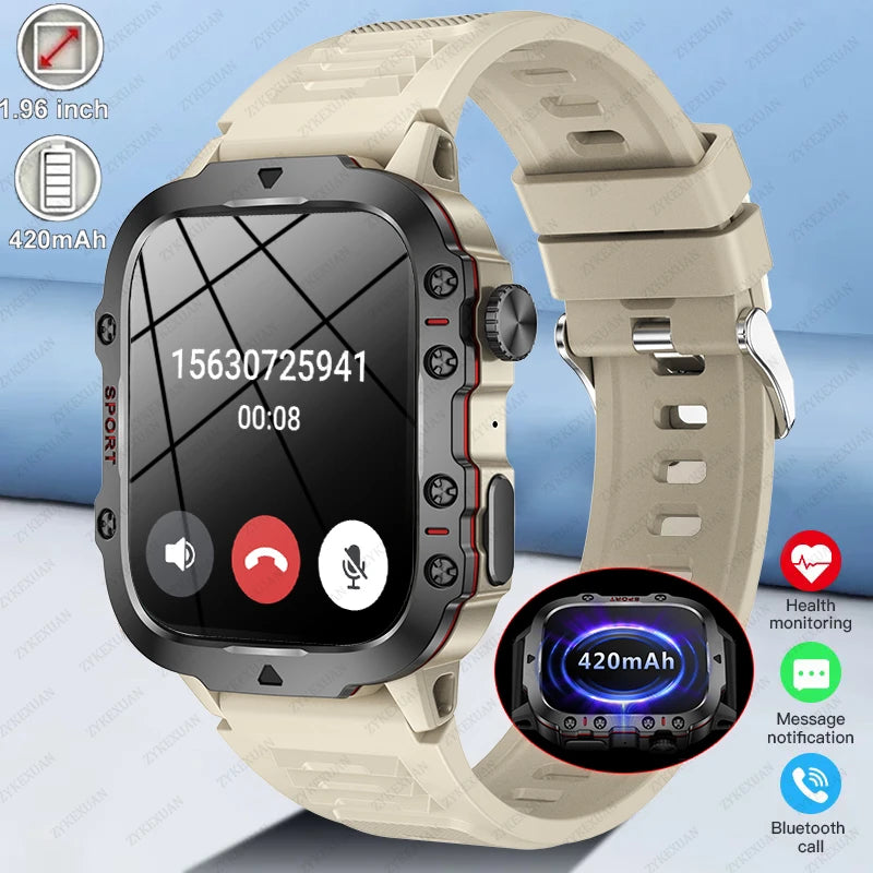 2024 New For Xiaomi Military Smart Watch Men Outdoor Sports Fitness Tracker Health Monitor 1.96"HD BT Call Waterproof Smartwatch