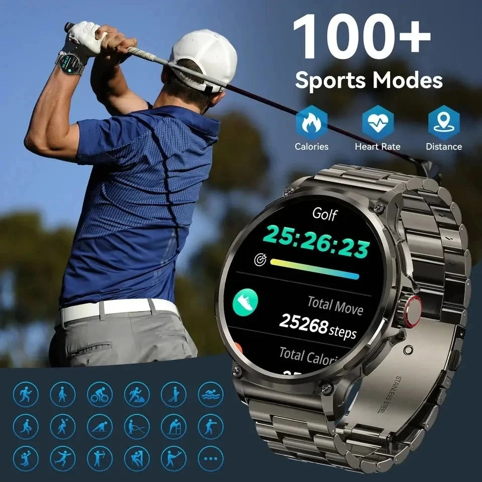 2024 New 710mAh Large Battery SmartWatch Men Health Monitoring IP68 Waterproof with 100+Sports Modes Bluetooth Call Smart Watch