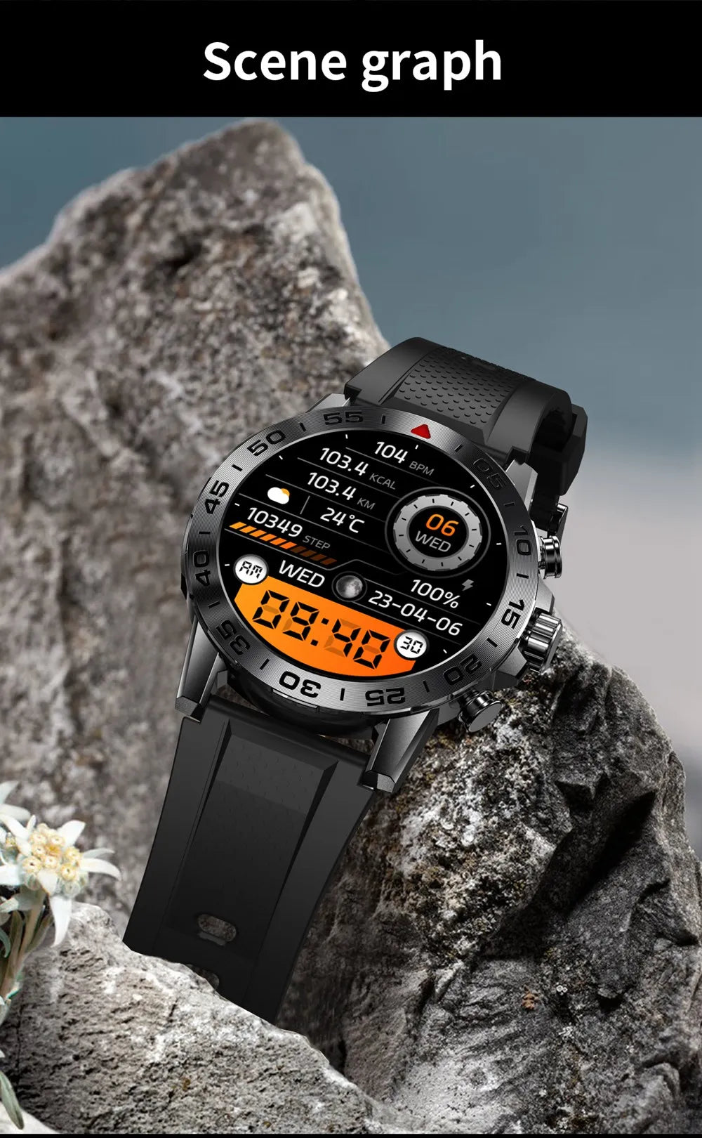 2024 Outdoor Smartwatch For Men Heart Rate Sports Sleep Monitor Big Rugged Smart Watch Compatible With Android Ios