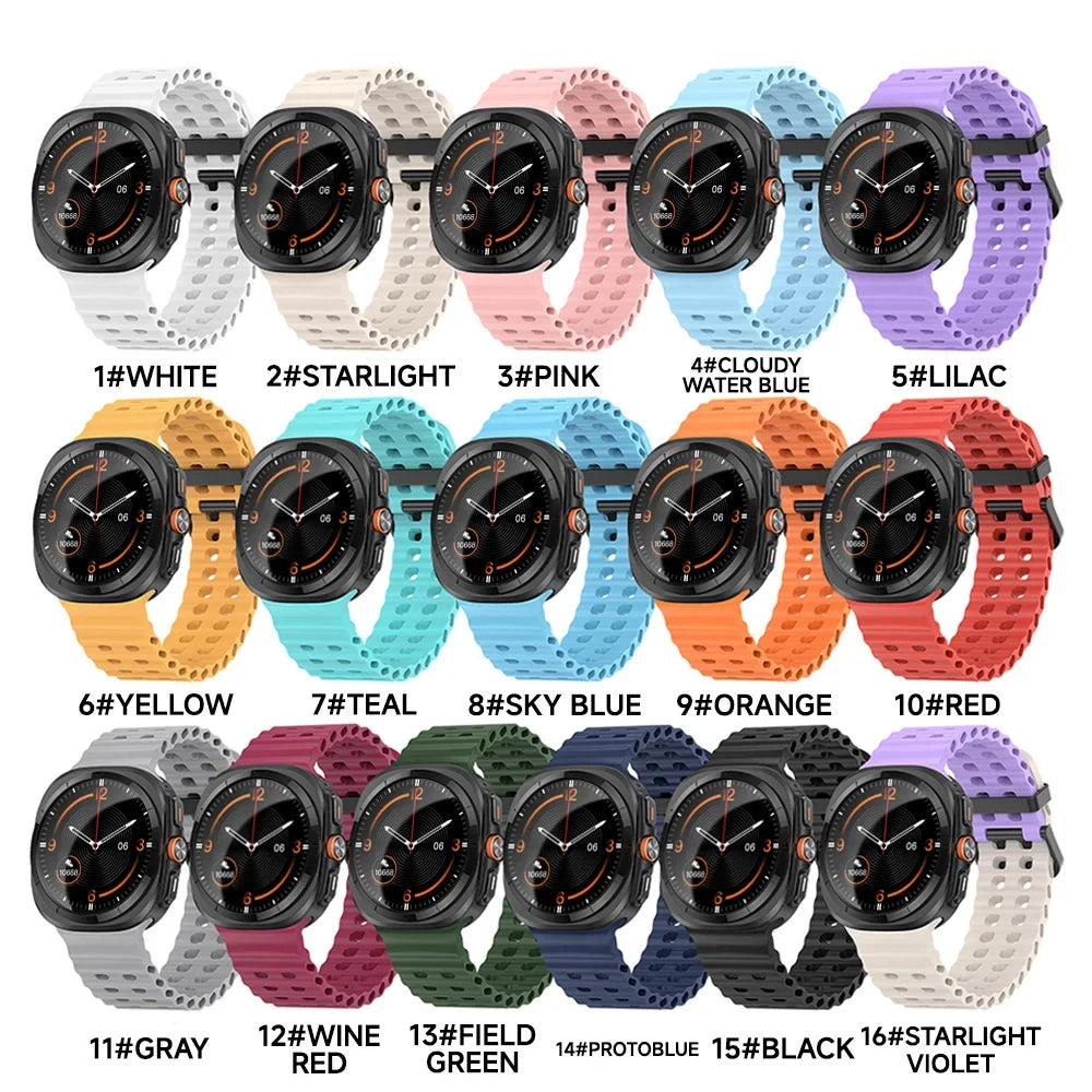 Breathable Strap For Samsung Galaxy Watch 7 Ultra 47mm Silicone Smart Wristband Bracelet Wrist Band Watch7 Accessories Case