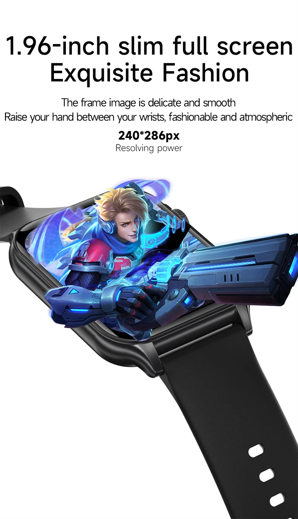 2024 New 1.96 inch Fashion Women Smart Watch Heart Rate Blood Oxygen Fitness Watches with LED torch Smartwatch Men For Xiaomi