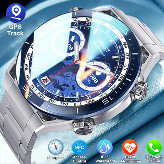 Luxury NFC Smart Watch For Men Bluetooth Call IP68Waterproof Smartwatch Men 2024 AMOLED Watches Sports Outdoor Compass GPS Track