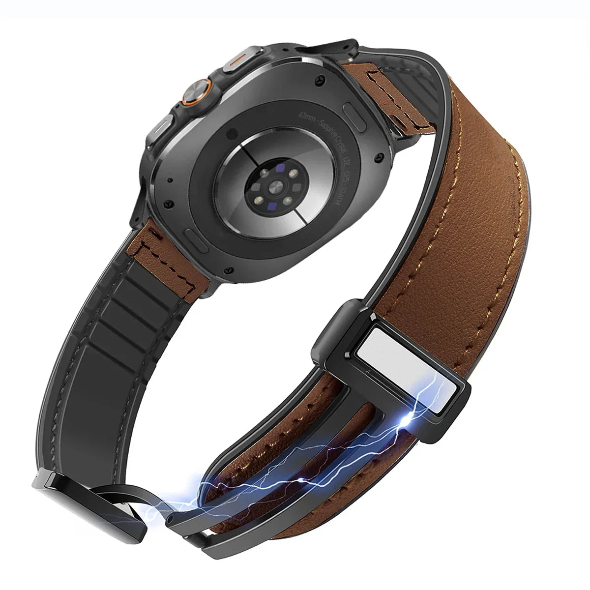 Leather Band for Samsung Galaxy Watch 7 Ultra 47mm Magnetic Strap Men Silicone Bracelet for Galaxy 7 Ultra 47mm Quick Fit Correa