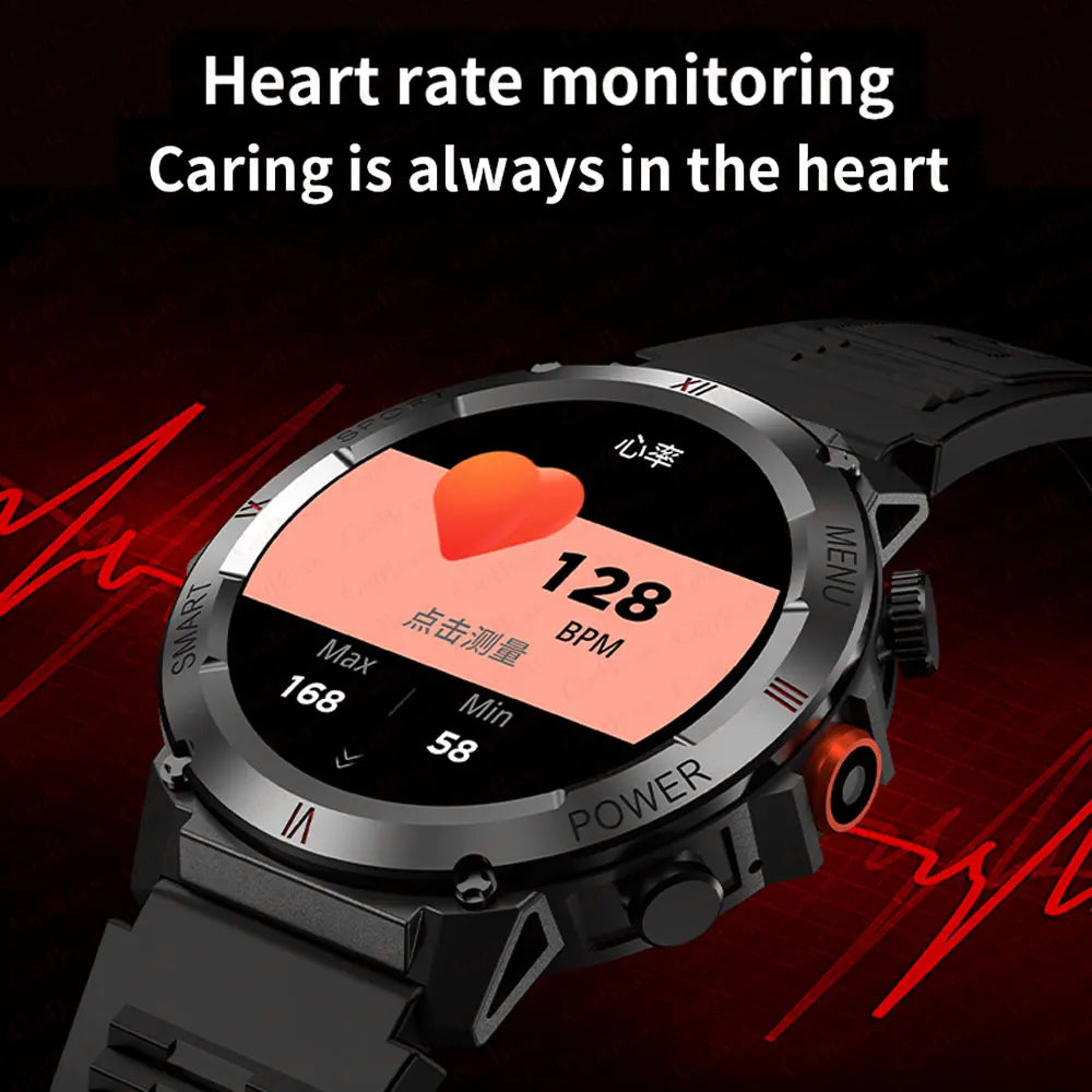 2024 New For Huawei Smart Watch Men LED Flashlight Heart Rate Outdoor Sport Fitness IP68 Waterproof Bluetooth Call Smartwatch