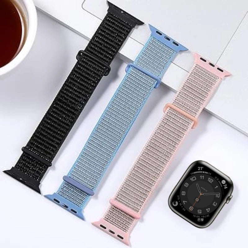 Nylon Braided Loop Strap For Apple Watch Band Ultra/2 49mm 9 8 7 45mm 41mm Comfortable Bracelet iWatch 6 5 4 3 SE 44mm 40mm Belt