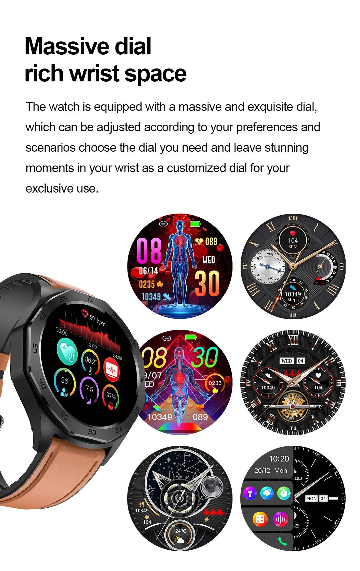 2024 New Medical Grade Smart Watch AI Diagnosi Blood Lipid Uric Acid Body Fat Blood Oxygen ECG+PPG Bluetooth Call Men smartwatch