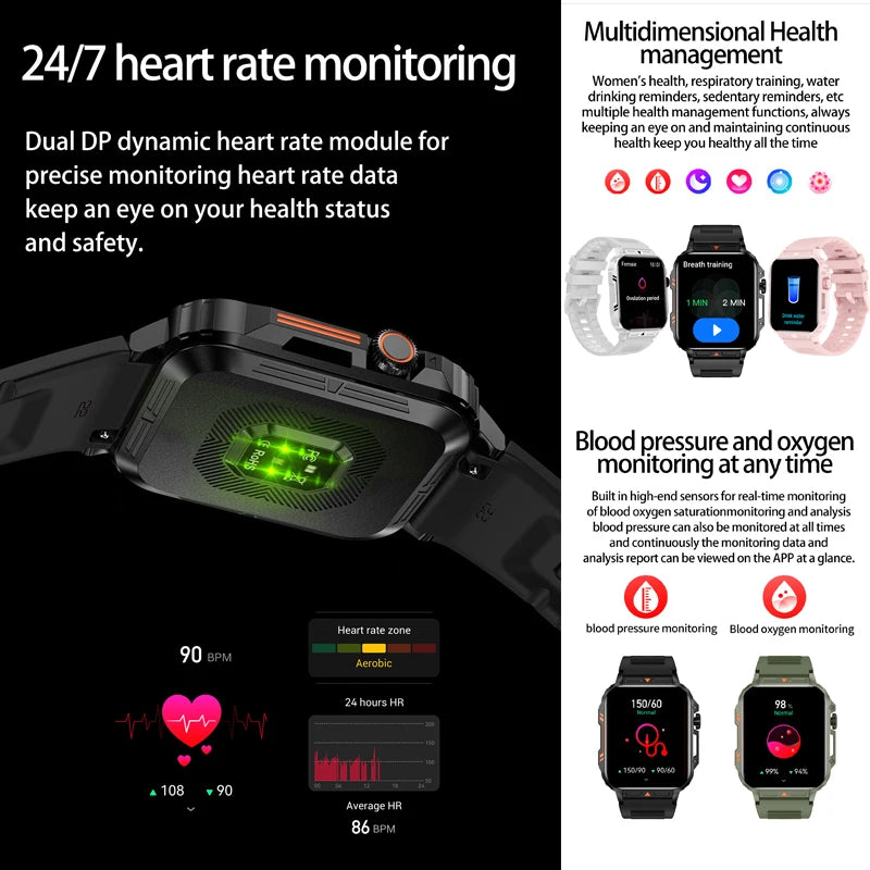 2024 New For Huawei Rugged Military GPS Smart Watch Men AMOLED HD Screen Heart Rate Bluetooth Call Waterproof Outdoor SmartWatch