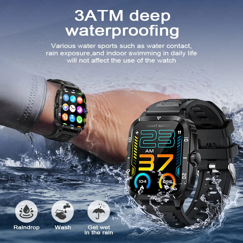 LIGE 2024 Military Smart Watch Men 3ATM Waterproof Outdoor Sports Fitness Tracker Health Monitor Smartwatch Men 430mAh Battery