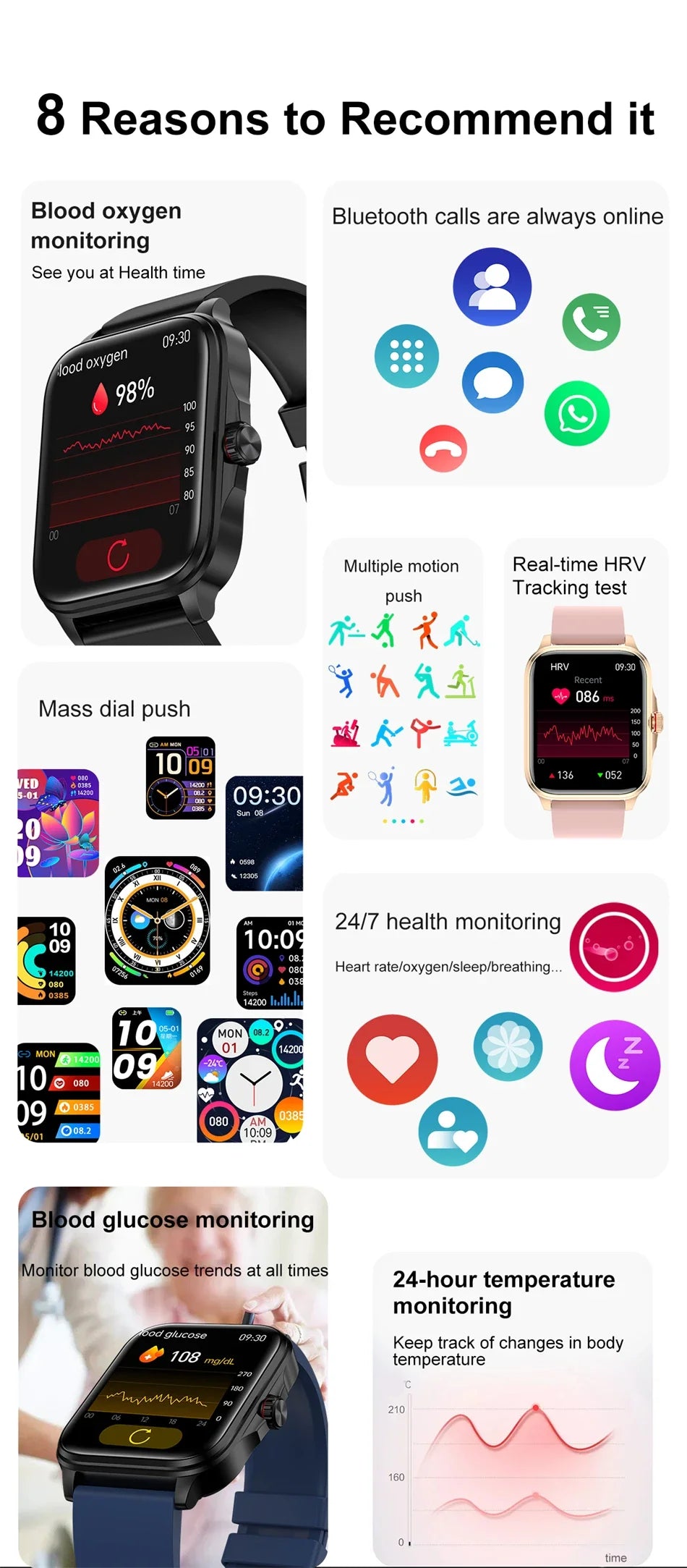 T90 Smartwatch 2024 Woman Smart Watches Women Rose Gold Wrist Watch Bluetooth Call Fitness IP68Waterproof Watch for Android iOS