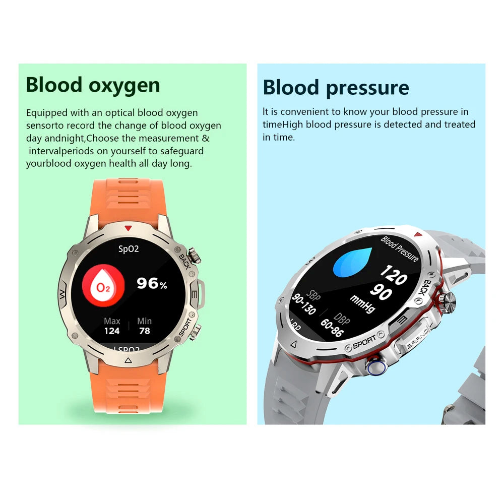 1.39" Outdoors Sports Fitness Men Smart Watch Blue Tooth Call Heart Rate Blood Oxygen Waterproof Watches Music 2024 Smartwatch