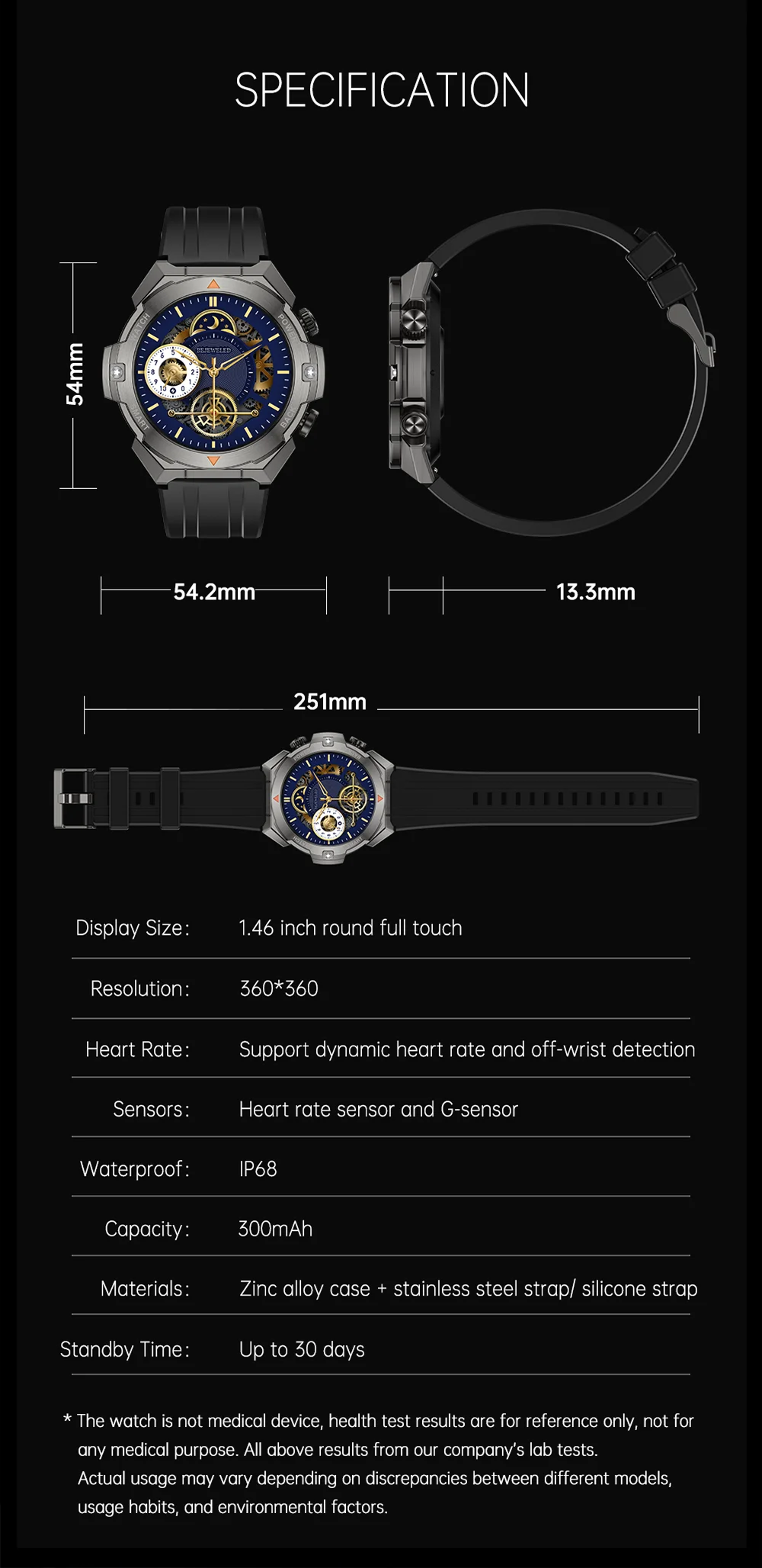 2024 New Military Smart Watch Men 3ATM Waterproof Sports Watches Bluetooth Call AMOLED Always On Display Smartwatch For Xiaomi