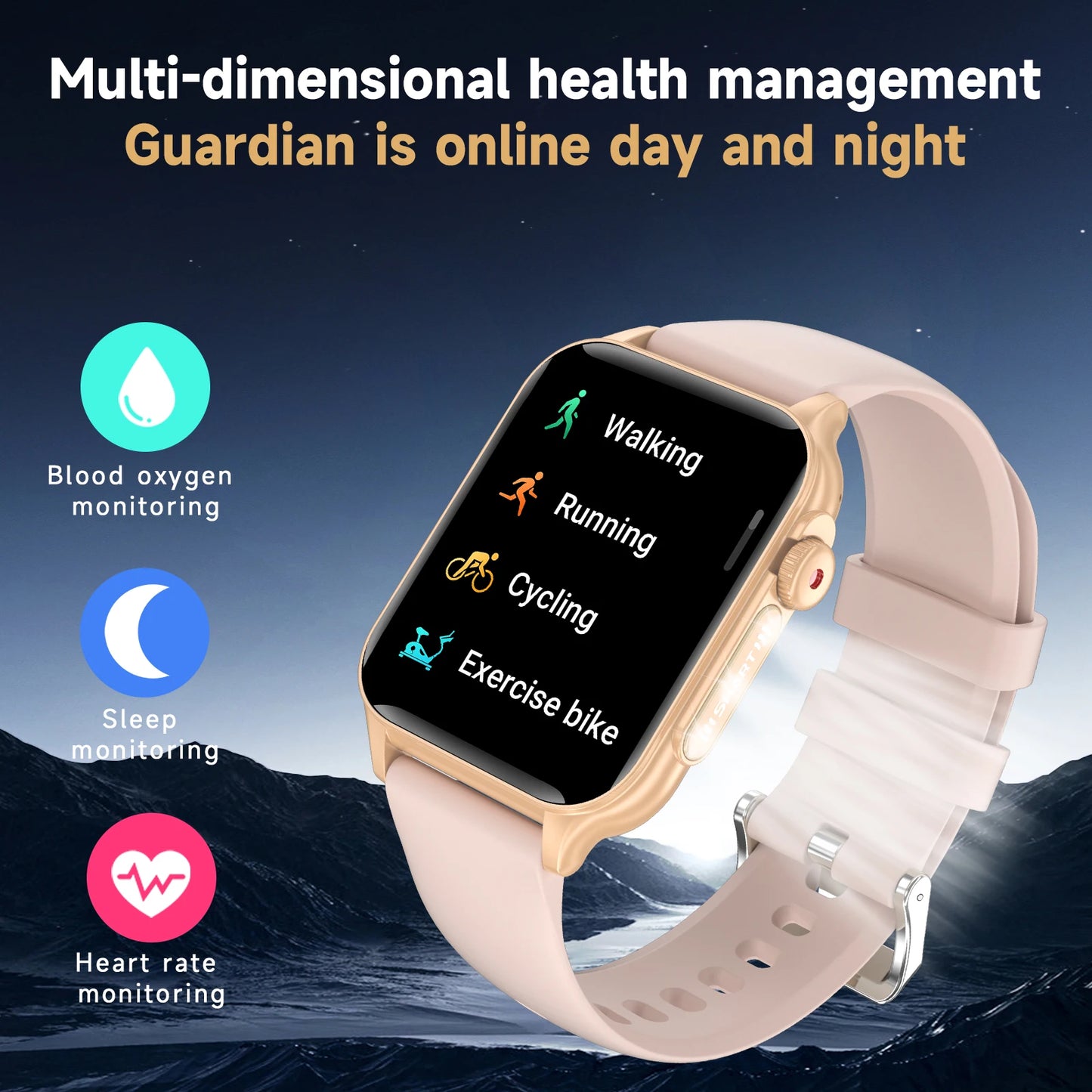 Digital Smart Watch 2024 Male Man Women 8 Colorful Breathing Light Effect Tech Heart Rate Series 9 Smartwatch