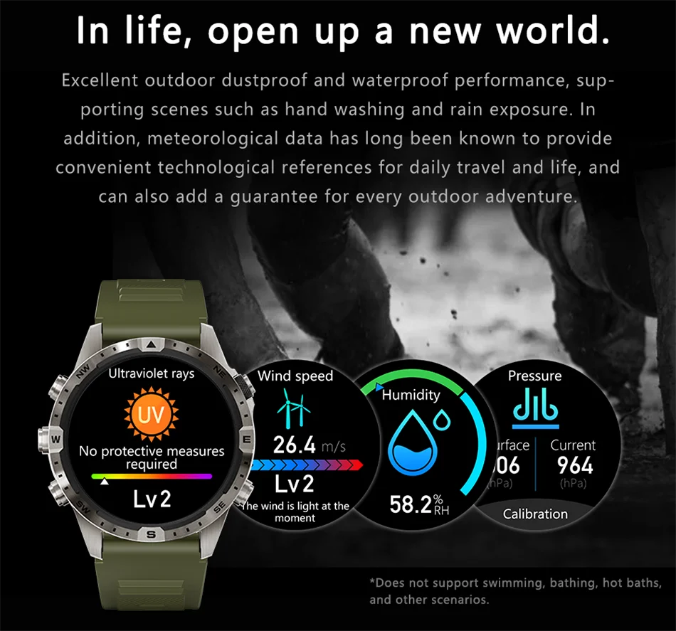 For Huawei Xiaomi 2024 New Bluetooth Call Smart Watch Men GPS Sports Compass IP68 Waterproof Rugged Military Smartwatches+Box