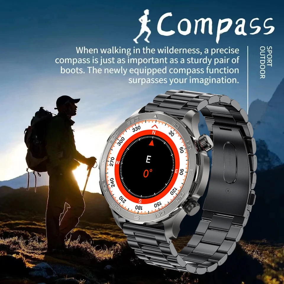 2024 NEW Outdoor Sports Smart Watch Men GPS Track Compass NFC 1.53” HD AMOLED Screen Bluetooth Call SmartWatch For Huawei Xiaomi