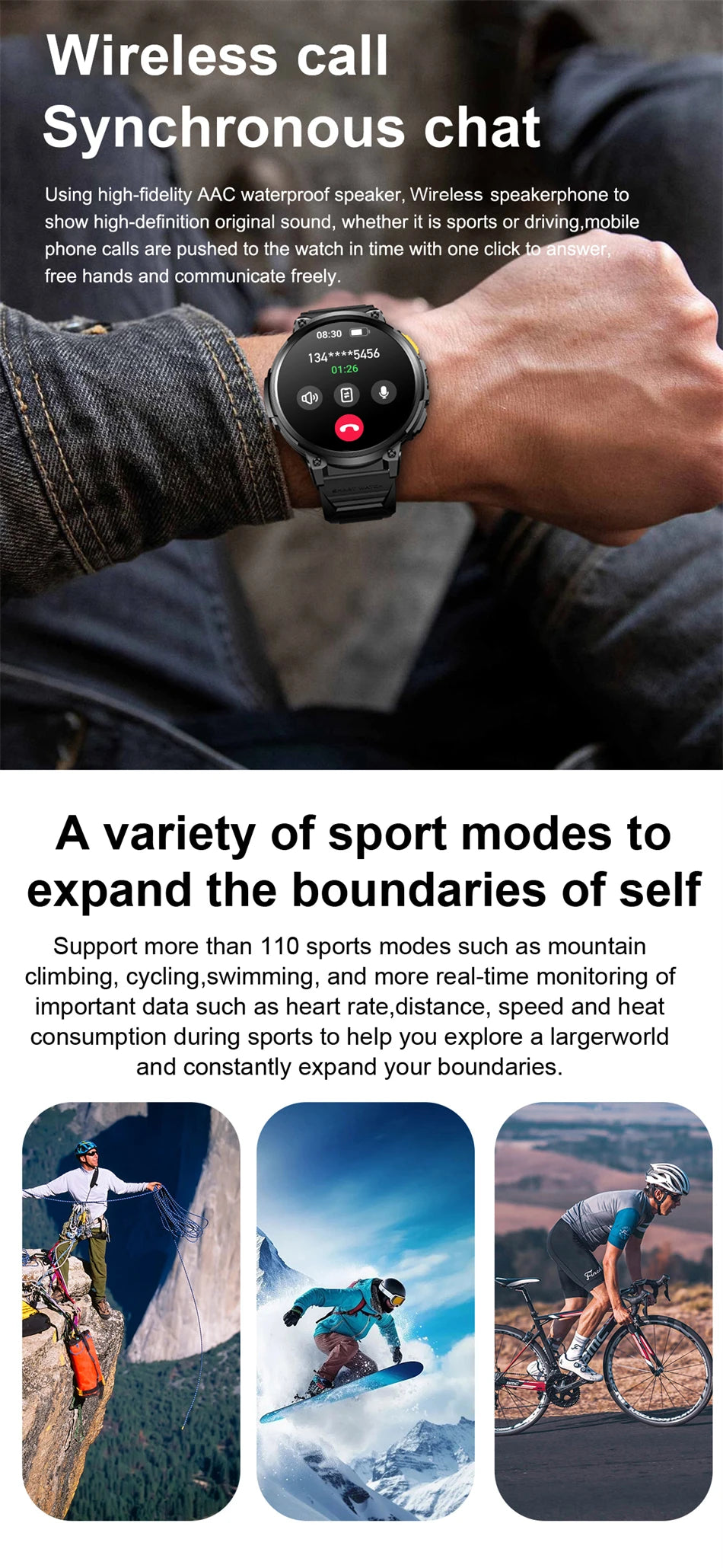 2024 New Luxurious Men Smart Watch LED Flashlight 730mAh Larger Battery Watch Bluetooth Call Waterproof Sports Smartwatch Men