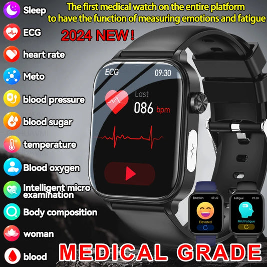 2024 New For Huawei AI Medical Diagnosis Blood Lipids Uric Acid Blood Glucose Smart Watch Men ECG+PPG Fitness Tracker Smartwatch