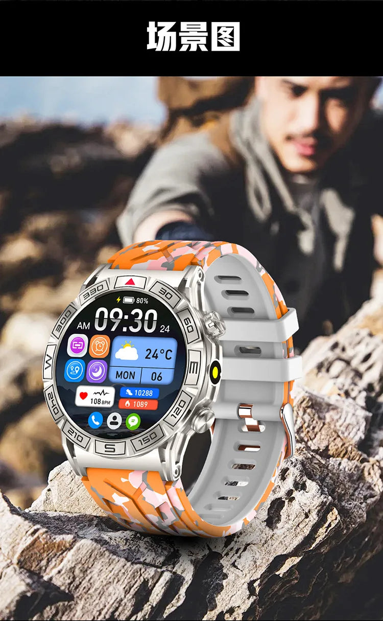 2024 KC80 Smartwatch Flashlight Compass Sport Waterproof Smart watch Bluetooth Call Smart Watch 650mAh Battery  watches for men