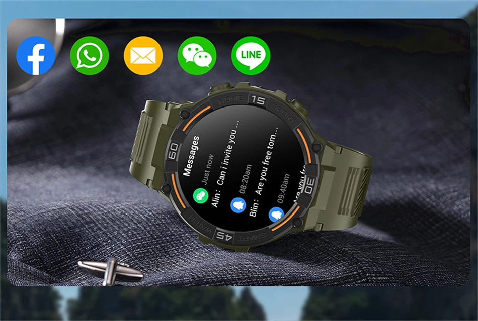 Rugged Military Smart Watch Men 360*360 HD Display Heart Rate GPS Sport Track Fitness Watches Bluetooth Call Smartwatch 2024 New