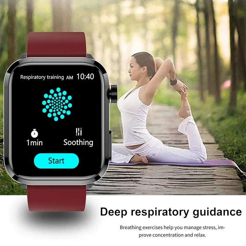 2024 New Blood Lipids Uric Acid Blood Glucose Smart Watch Men ECG+PPG Fitness Tracker Clock Heart Rate Bluetooth call Smartwatch