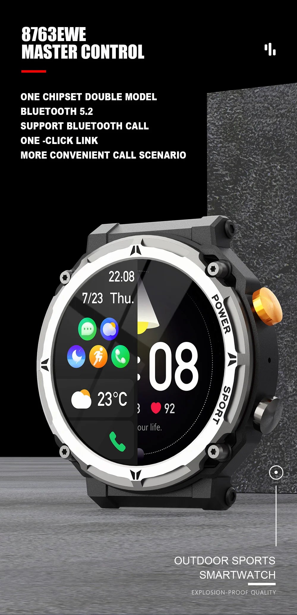 C21 Pro Smart Watch Men Outdoor for Xiaomi Android Watches Sport Fitness Tracker IP68 Waterproof Health Call Smartwatch X 2024