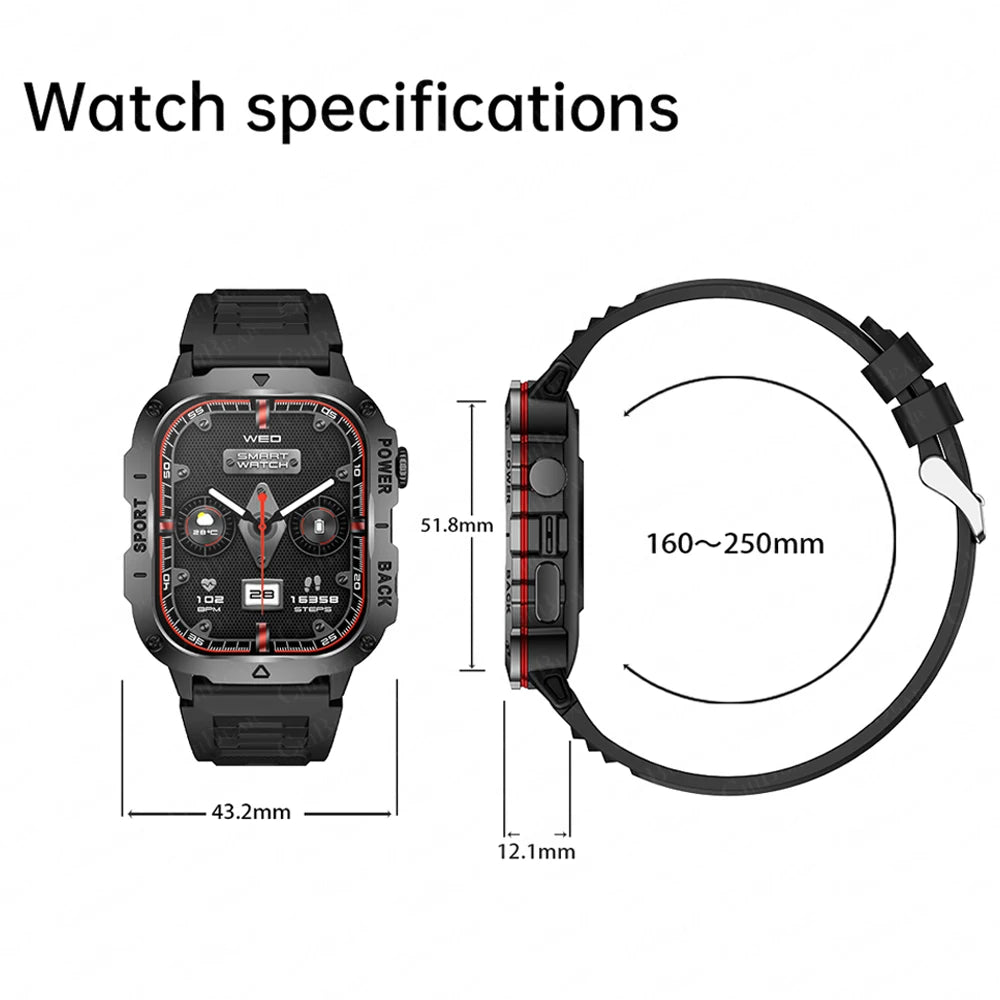 2024 New Rugged Military GPS Smart Watch Men AMOLED HD Screen Heart Rate Bluetooth Call Waterproof Outdoor SmartWatch For Xiaomi