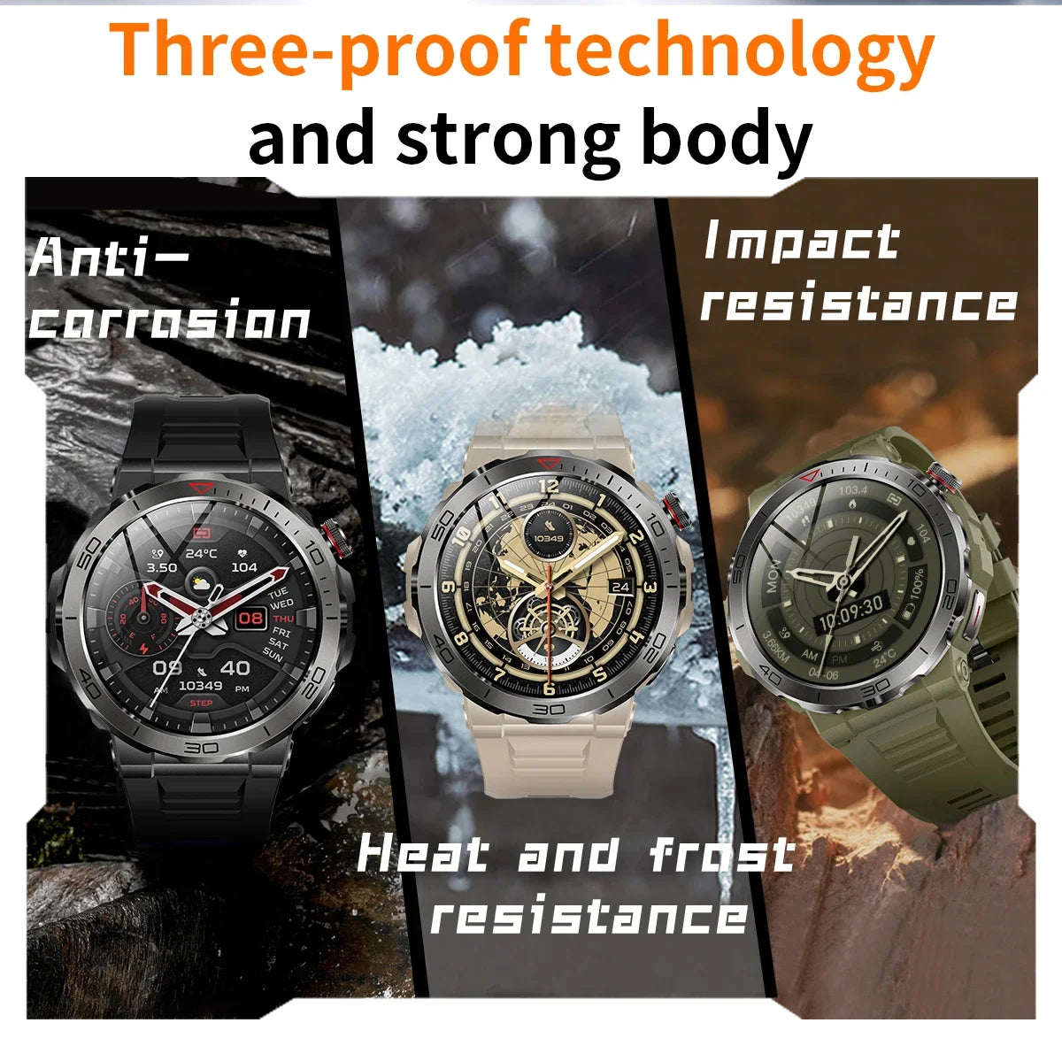 2024 New Rugged Military GPS Smart Watch Men AMOLED HD Screen Heart Rate Bluetooth Call Waterproof Outdoor smartwatch for Xiaomi