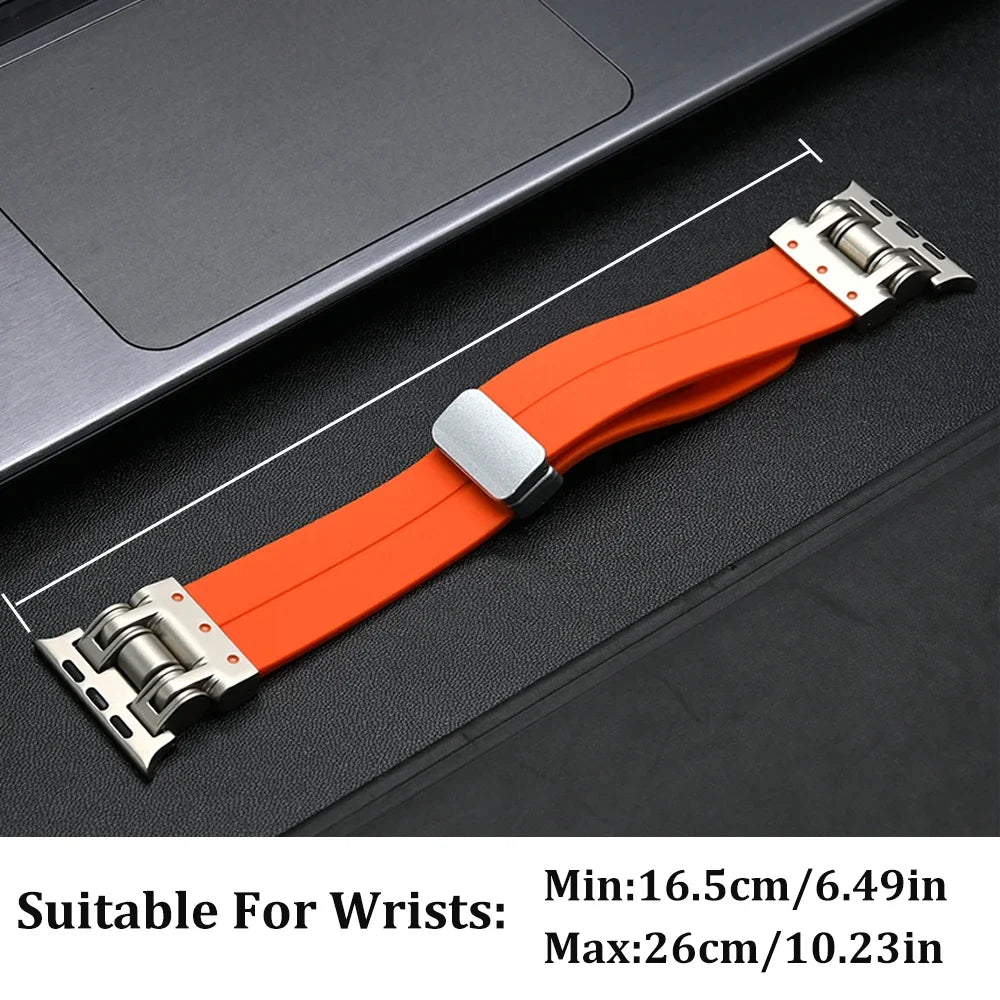 Magnetic Silicone Band for Apple Watch Ultra 2 49mm 9 45mm Loop Bracelet Strap for iWatch Series 7 8 6 5 4 Se ultra 49 44mm 42mm