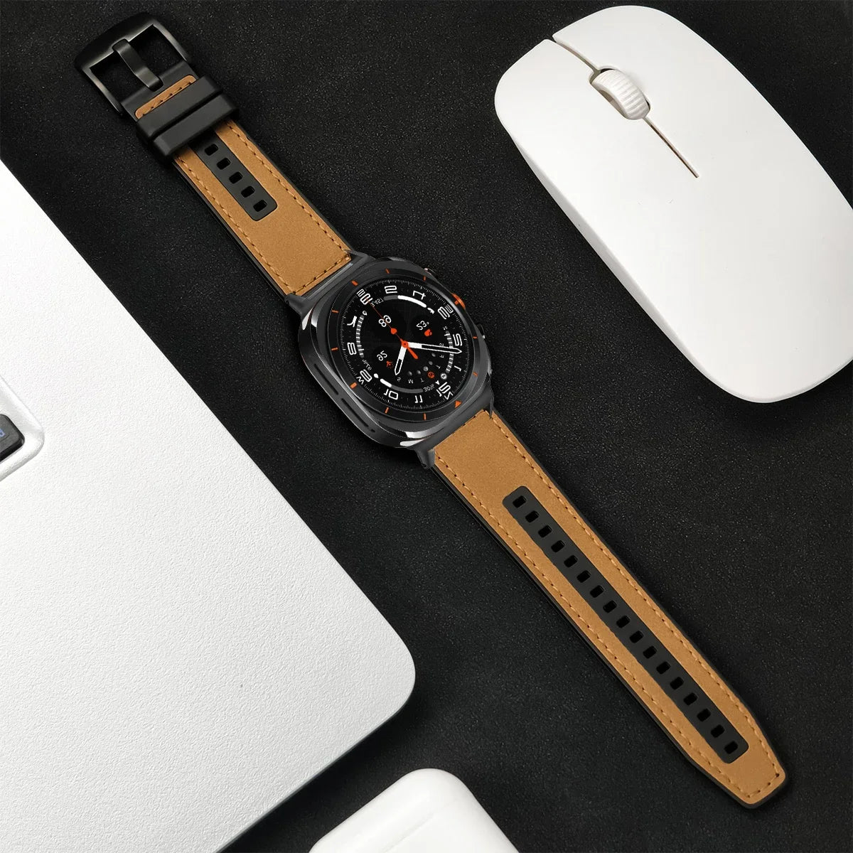 Leather Silicone Strap For Samsung Galaxy Watch 7 Ultra 47mm Sports Women Men Bracelet Band Loop For Samsung Watch 7 47mm Clasp