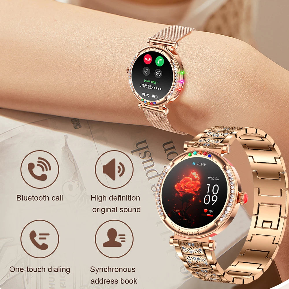 For Android Xiaomi Smart Watch Women Heart Rate Sports Fashion Ladies Bracelet Bluetooth Call Waterproof Smart Watch 2024 New