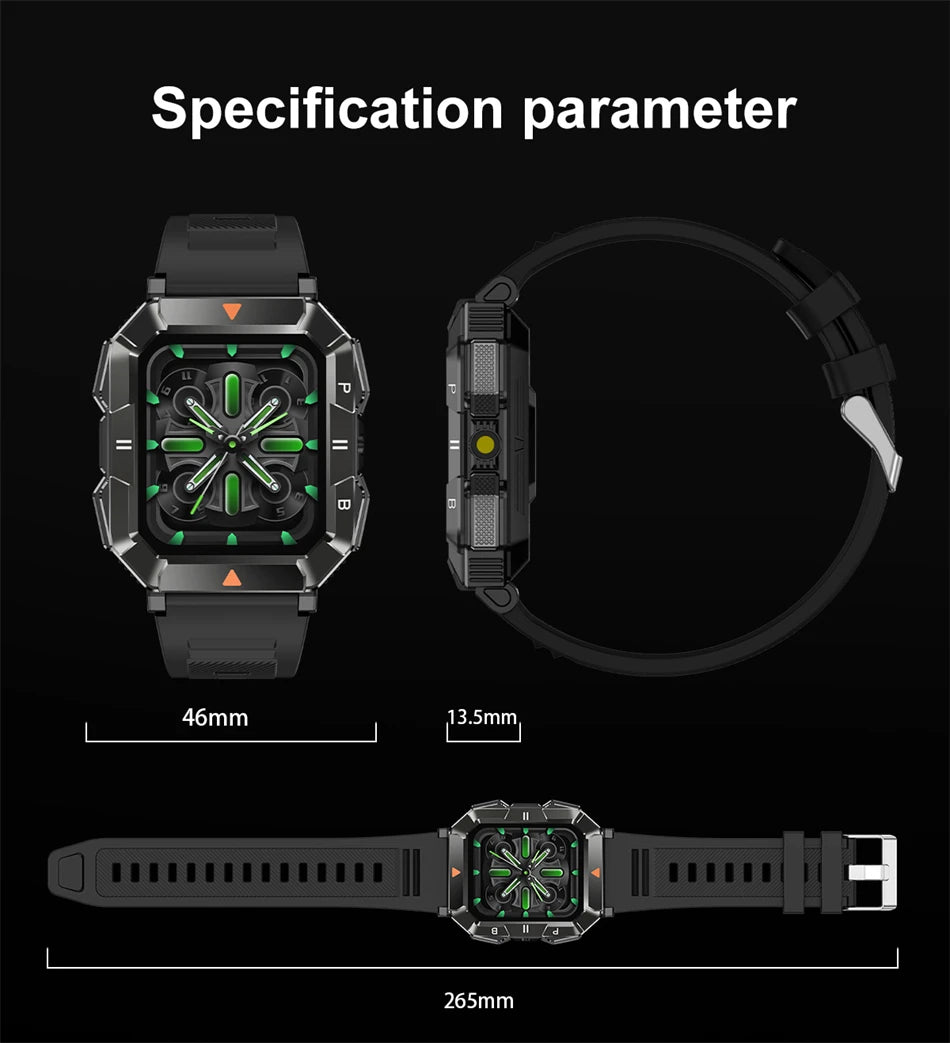 2024 New 100+ Sports Rugged Military Smart Watch Men 1.83'' AI Voice Bluetooth Call Smartwatch IP68 Waterproof Ftiness Watches