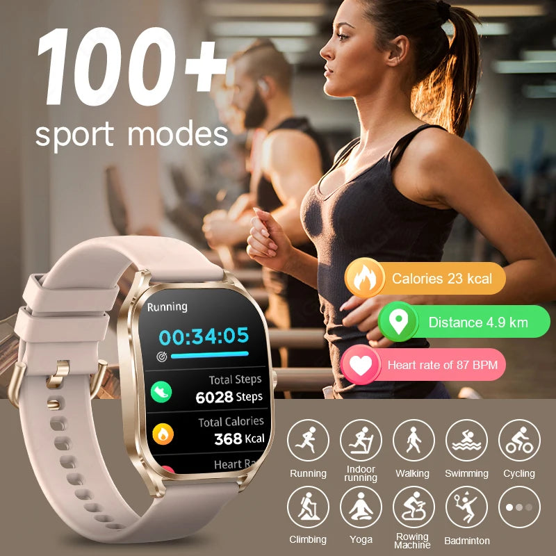 New 2.01" 3D Curved Screen Women Smart Watch 2024 Smartwatch BT Call Sports Waterproof Bracelet Sleep monitoring Watches For Men