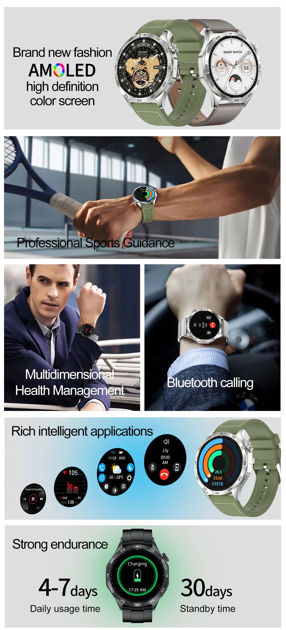 2024 New For Huawei Xiaomi Smart Watch Men NFC GPS Tracker Screen Bluetooth Call Heart Rate Detection Football Sports SmartWatch