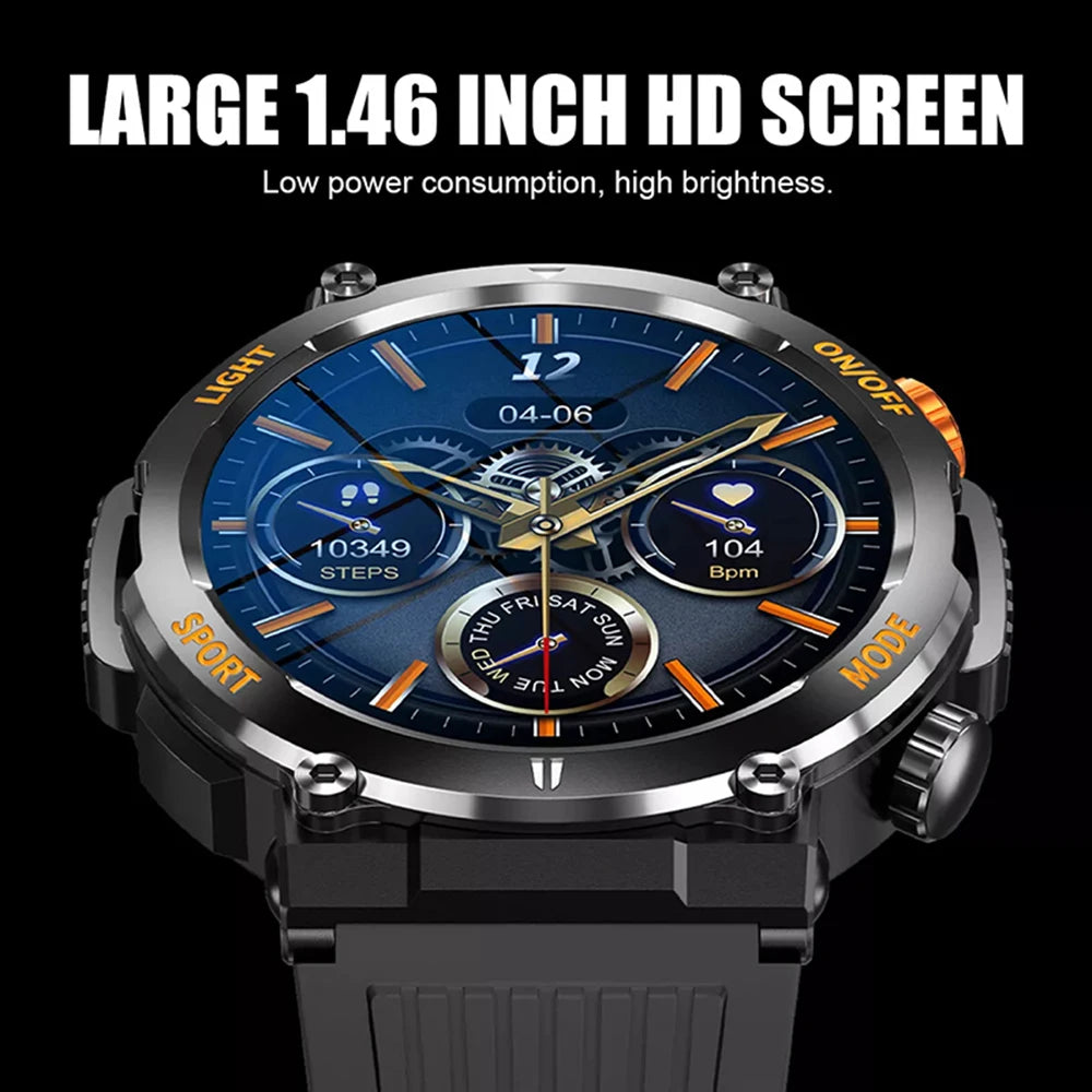 Smart Watch Men With LED Lighting Compass Sports Fitness Tracker Watch IP67 Waterproof Bluetooth Talk SmartWatch 2024