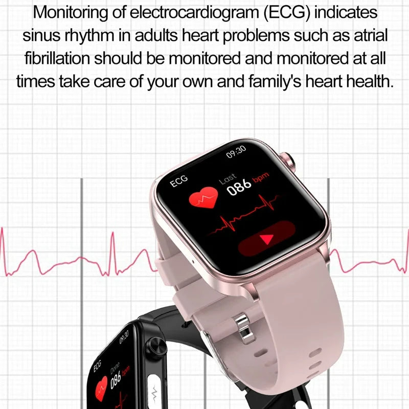 2024 AI Medical Diagnosis Blood Lipids Uric Acid Blood Glucose Smart Watch Men ECG+PPG Fitness Tracker Bluetooth call Smartwatch