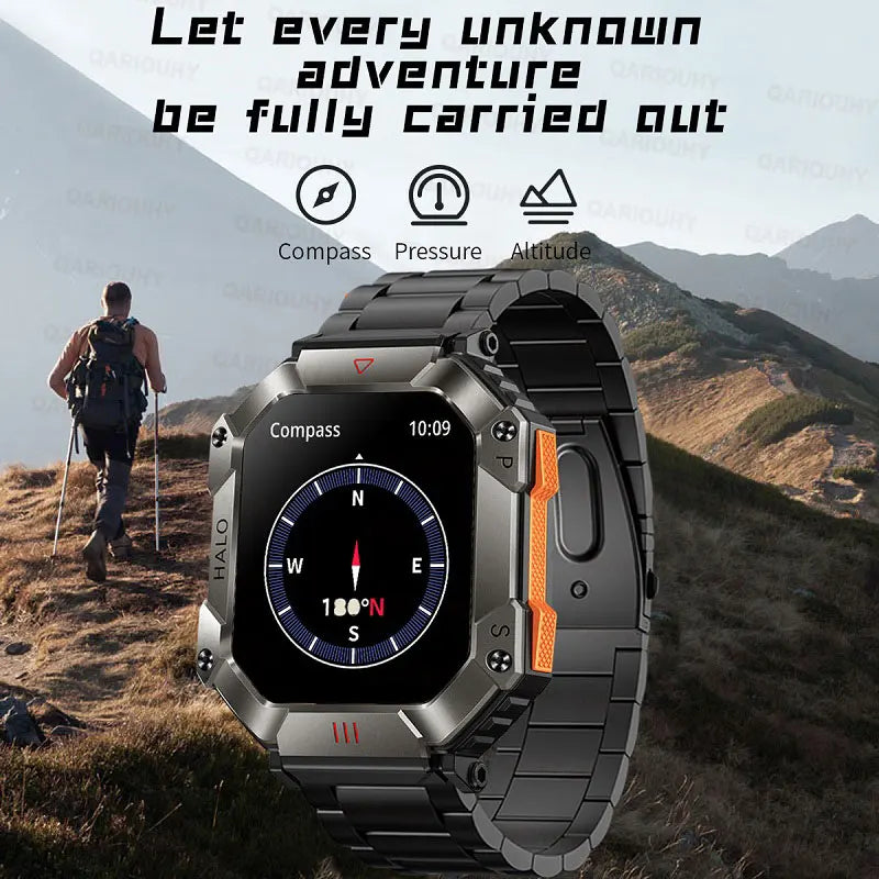 2024 New Watch Blood Pressure Men Smart Watch Compass Weather Outdoor Sports SmartWatch GPS Movement Track Watch Bluetooth Call