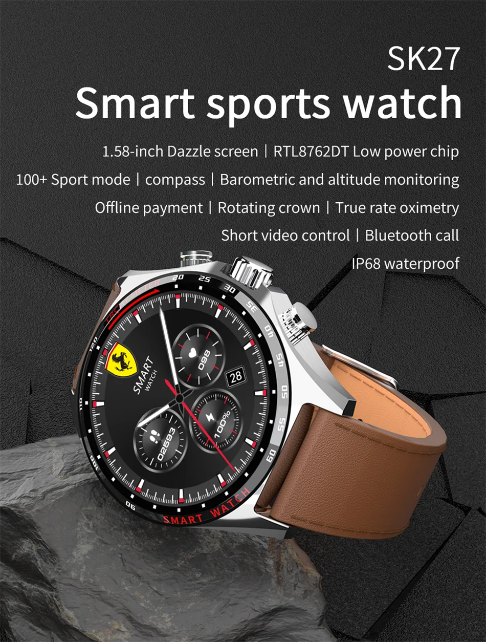 2024 NFC Access Control Compass Positioning Smart Watch Men Waterproof Smartwatch Outdoor Sports Fitness Watch For Android IOS